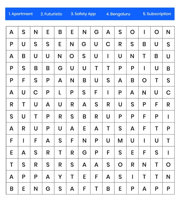 Can you find these 5 words in the following puzzle